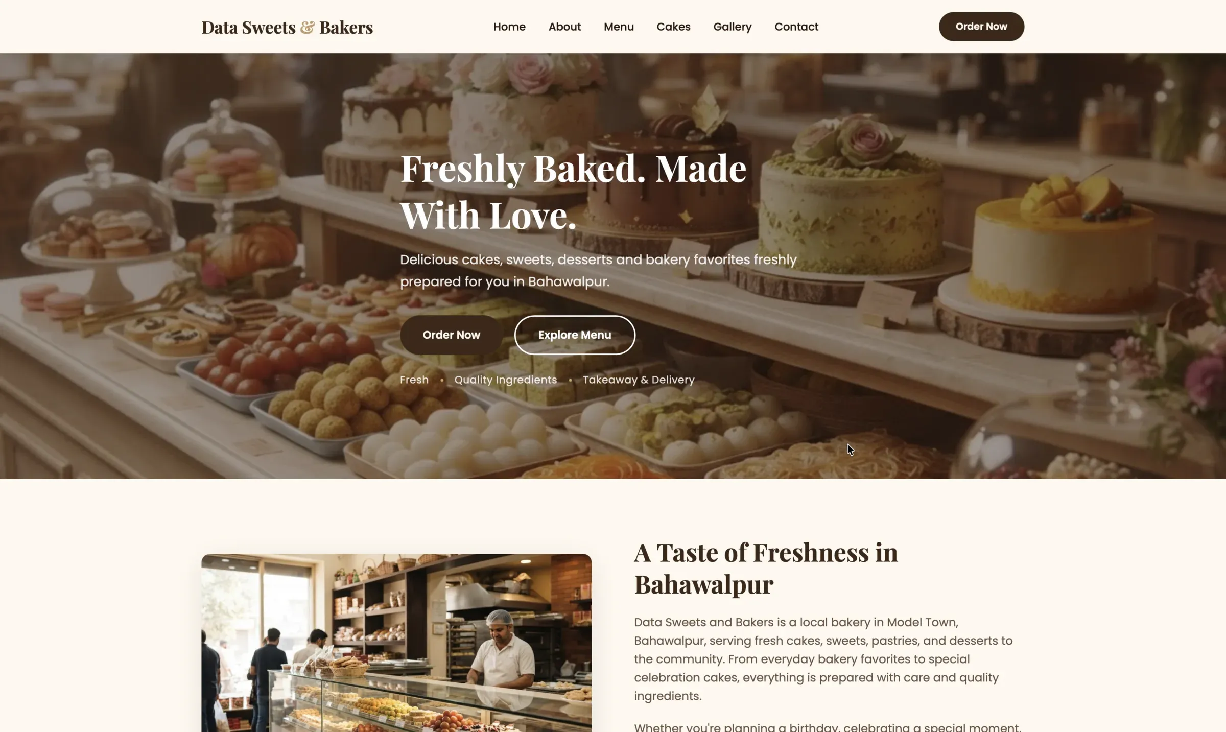 Data Sweets and Bakers homepage: freshly baked, made with love