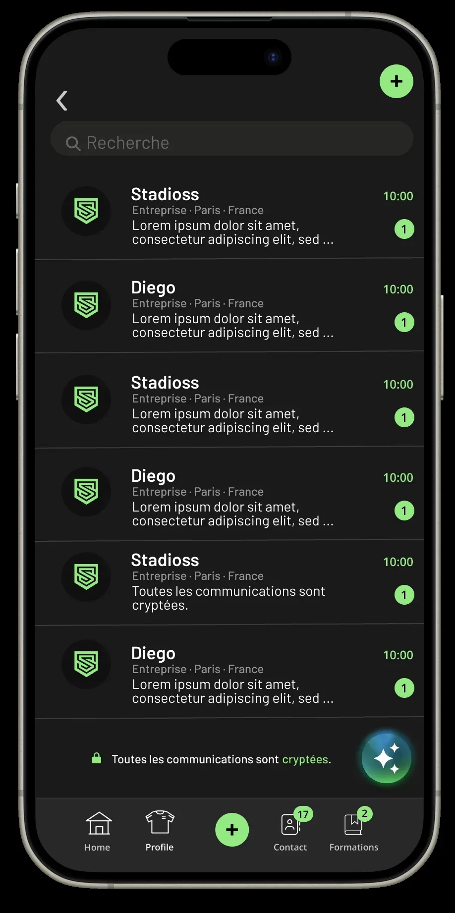 Stadioss messages inbox listing conversations