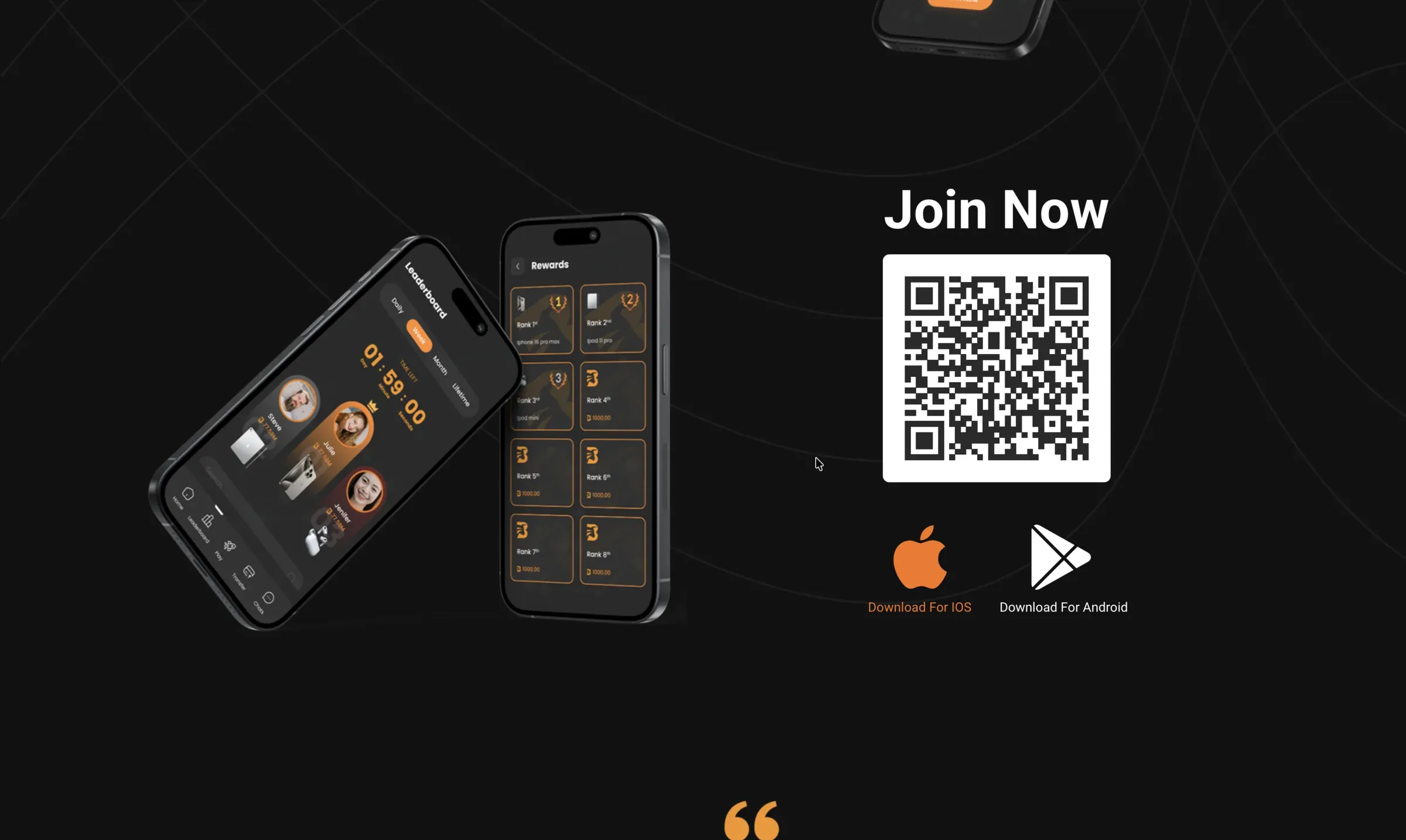 BitcyClub website with QR code and App Store and Google Play download links